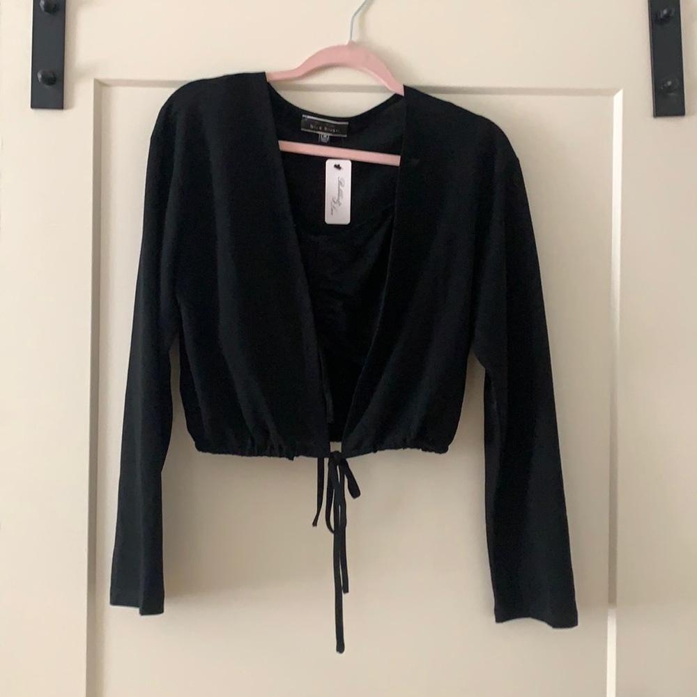 Black Cropped Two Piece Shirt